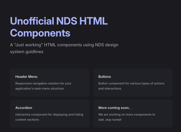 Unofficial NDS HTML Components